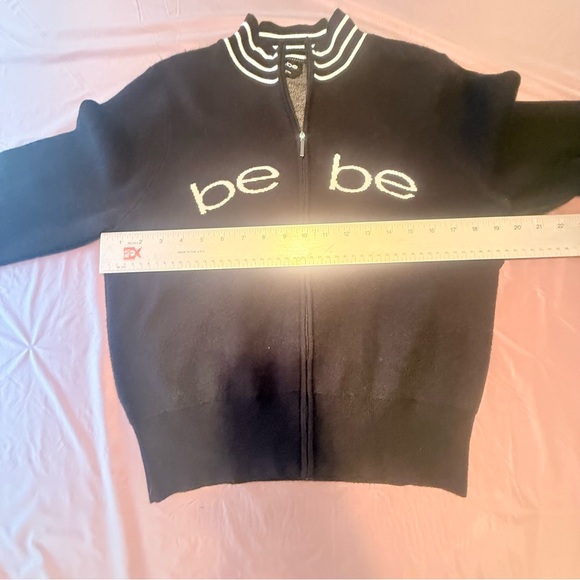 NWT Bebe Black and White Striped Women's Cardigan Size Medium - Picture 6 of 8